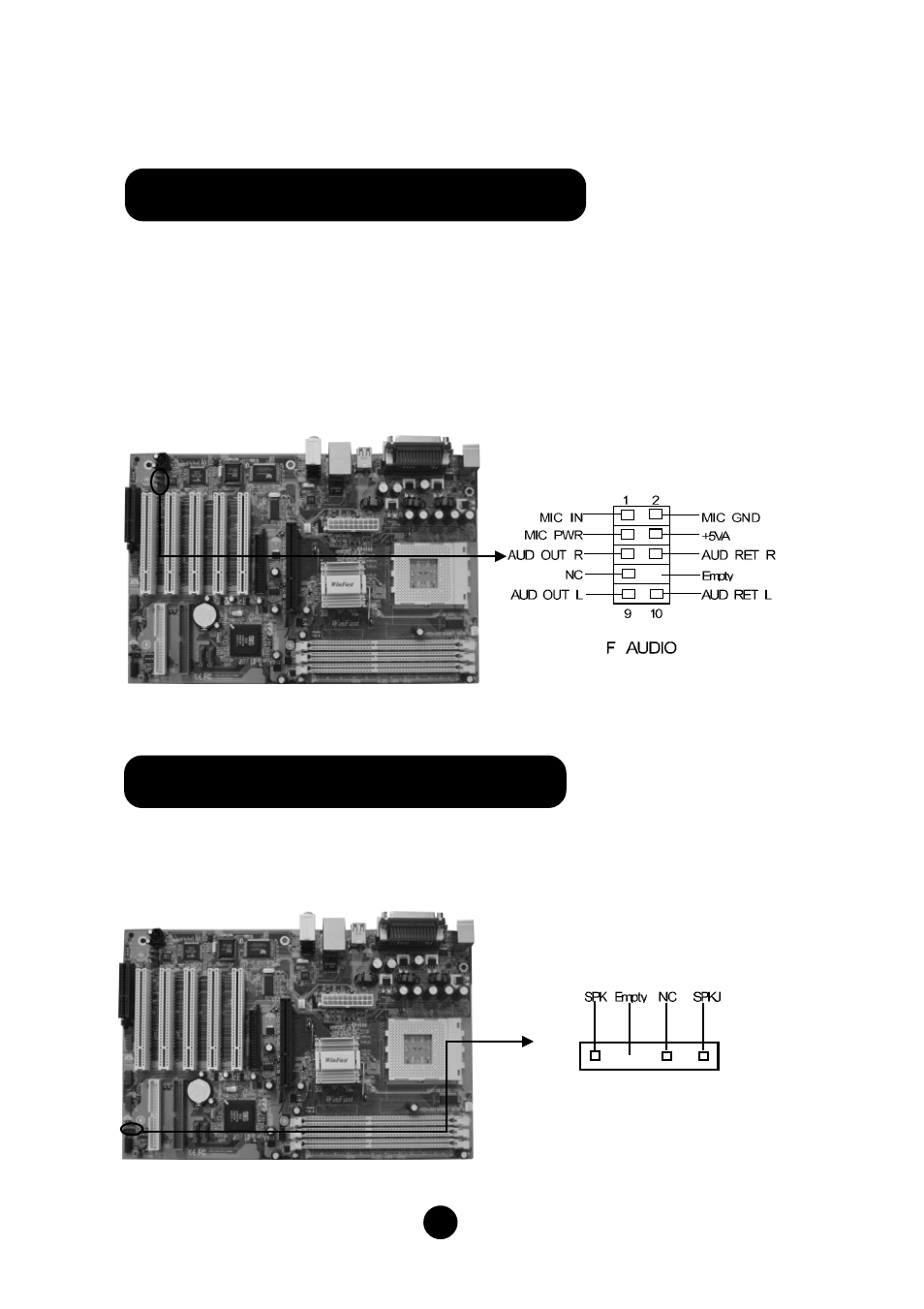 Front audio connector: f_audio, Speaker connector: speaker | Foxconn 748K7AA User Manual | Page 8 / 10