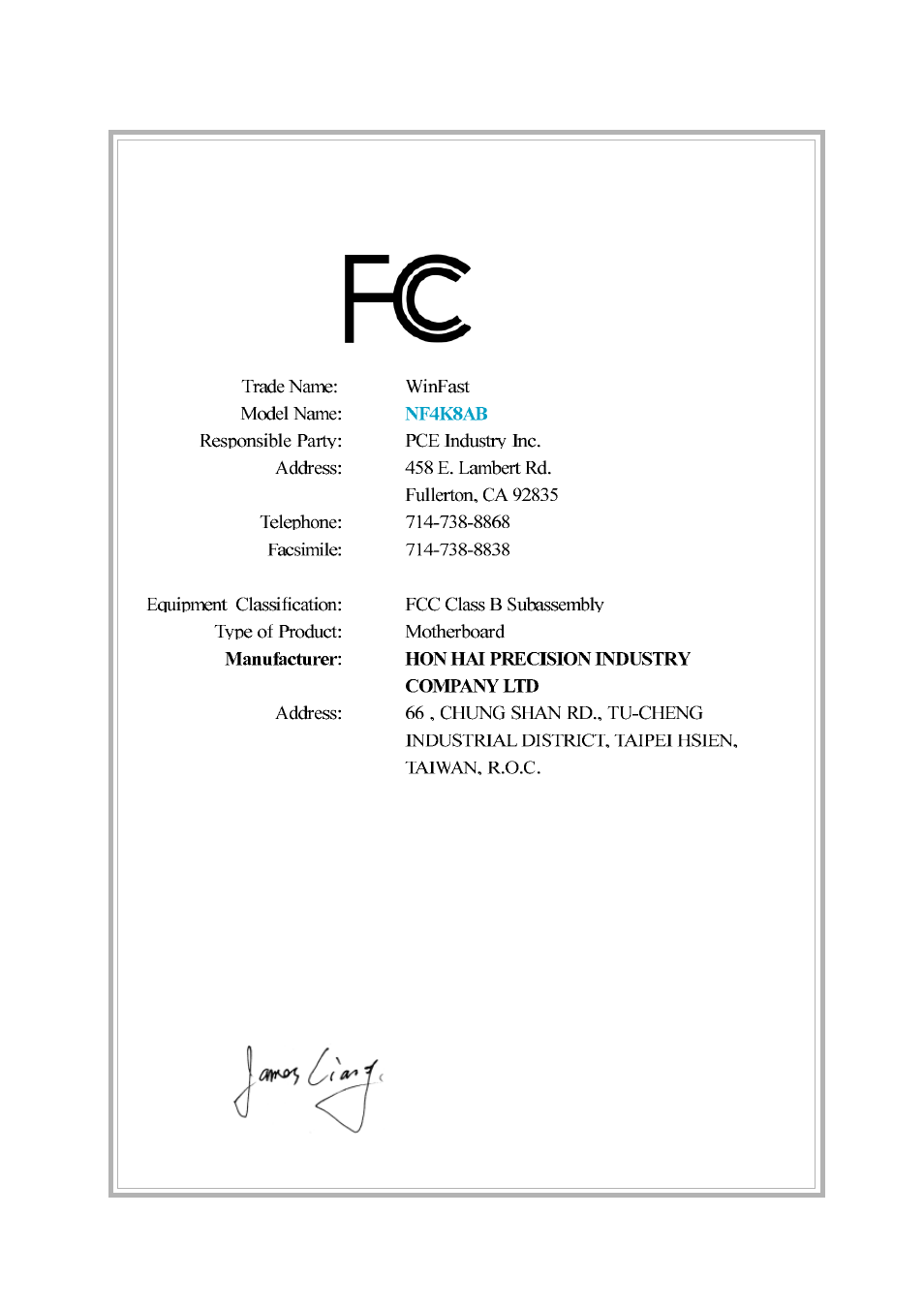 Declaration of conformity | Foxconn NF4K8AB-8EKRS User Manual | Page 4 / 75