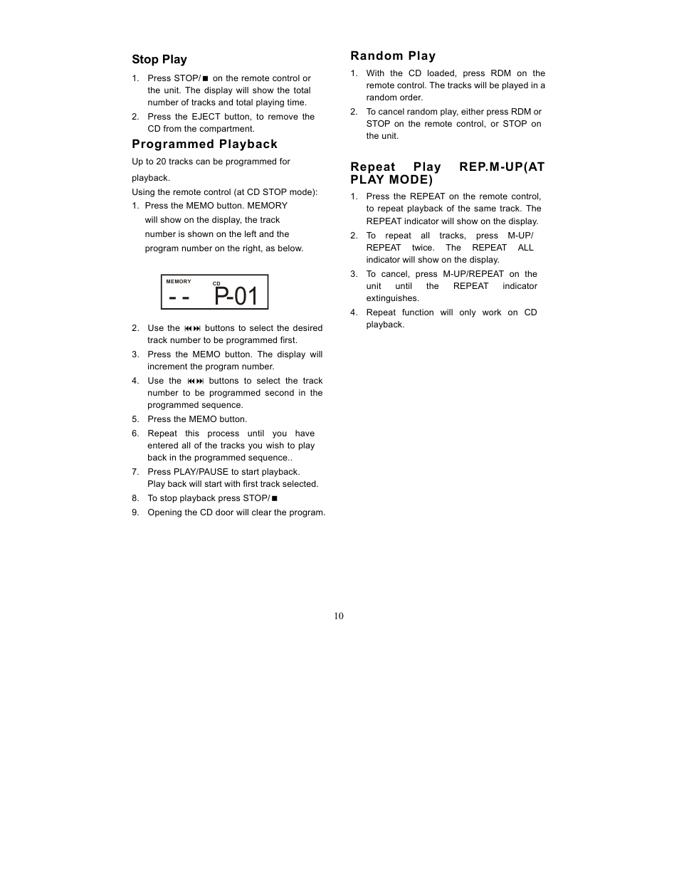 P-01 | Curtis SRCD-719 User Manual | Page 11 / 14