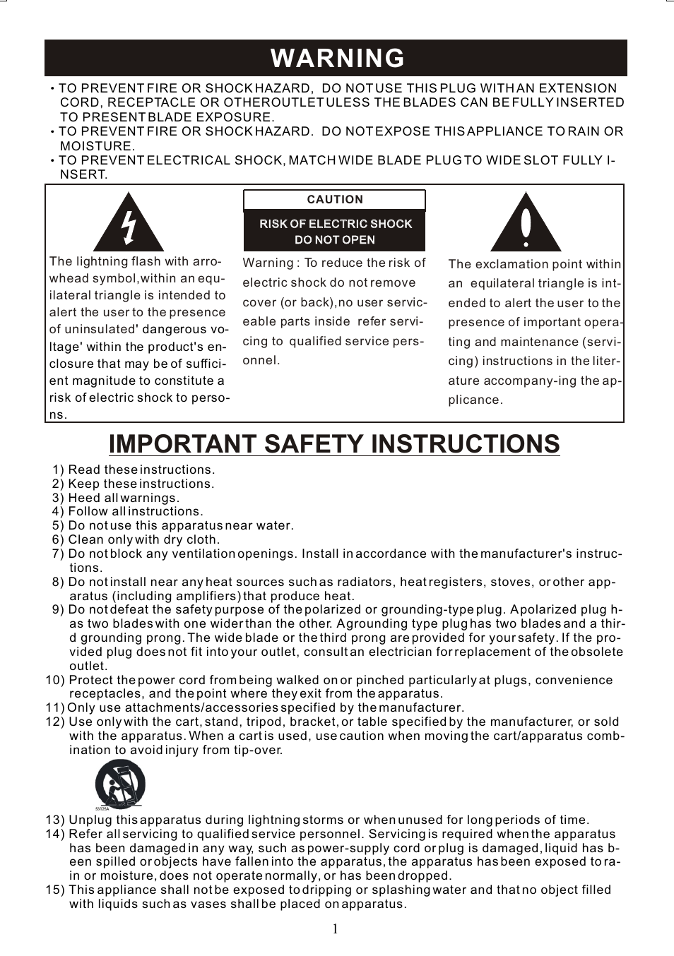 Т³гж 2, Warning, Important safety instructions | Curtis SRCD-719 User Manual | Page 2 / 14