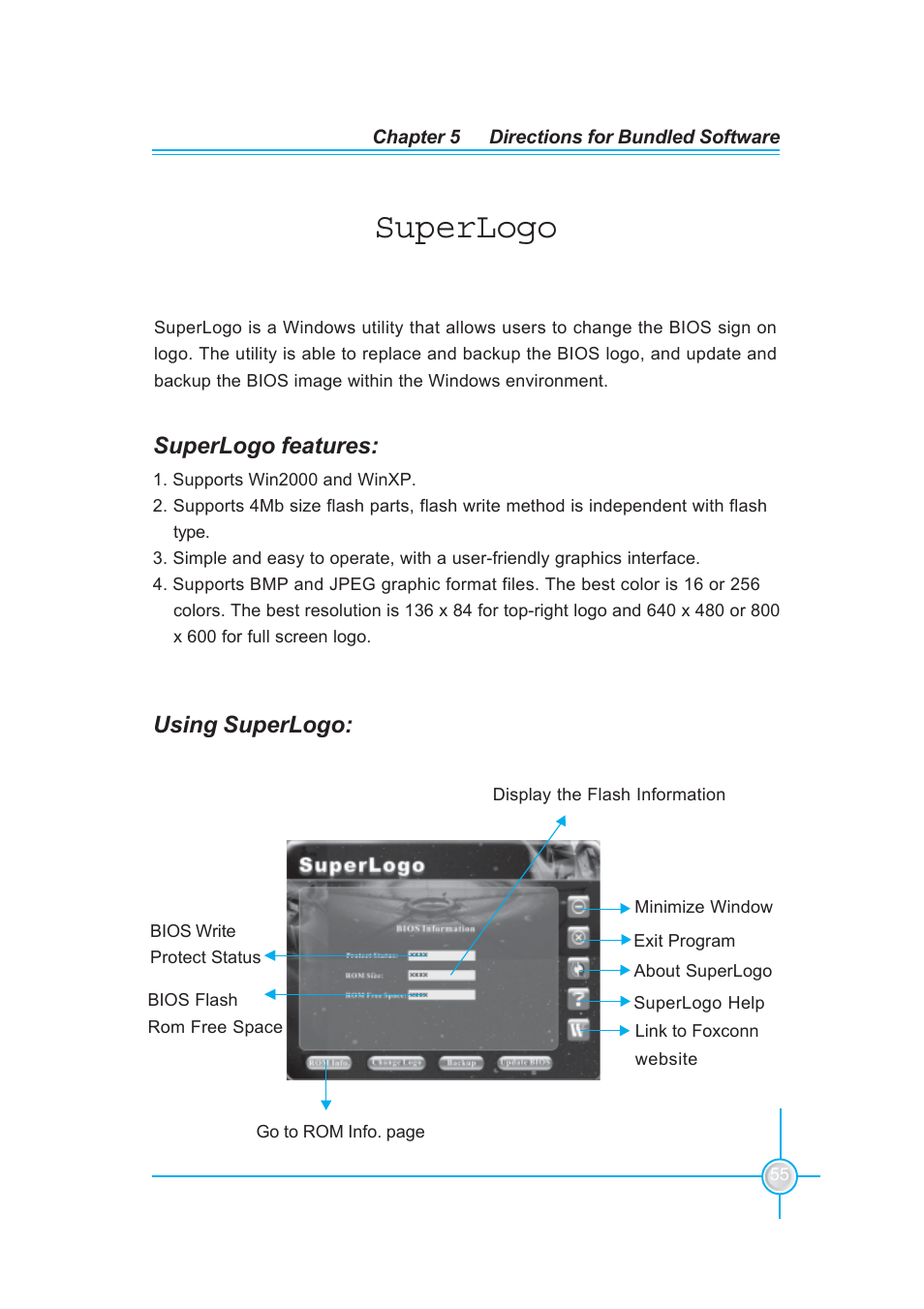 Superlogo, Superlogo features, Using superlogo | Foxconn 760GXK8MC User Manual | Page 61 / 75