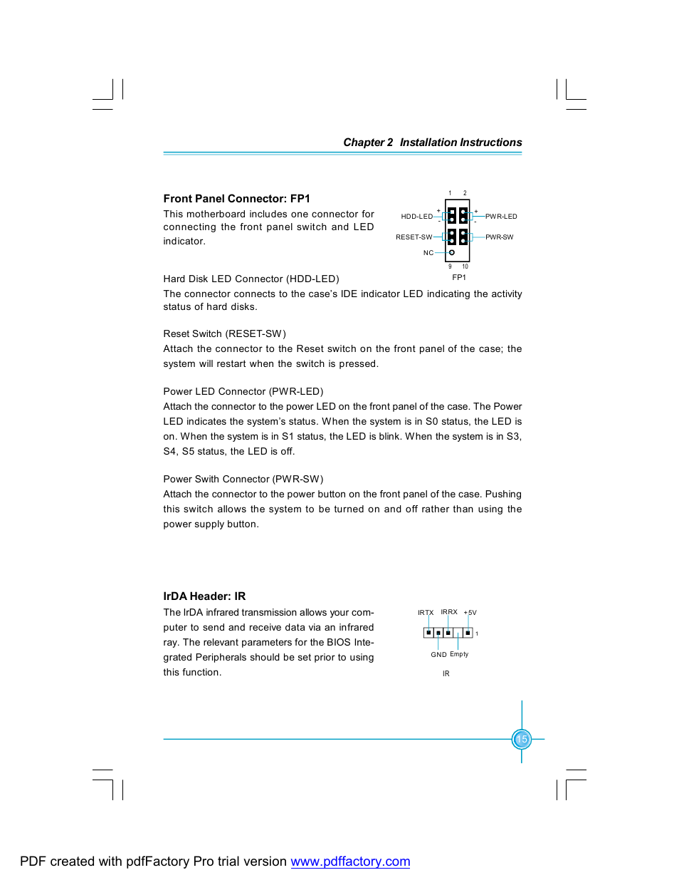 Irda header: ir | Foxconn 761GXK8MC-RS User Manual | Page 22 / 85