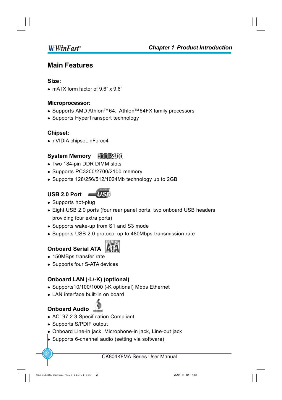 Main features | Foxconn CK804K8MA-KS User Manual | Page 10 / 55