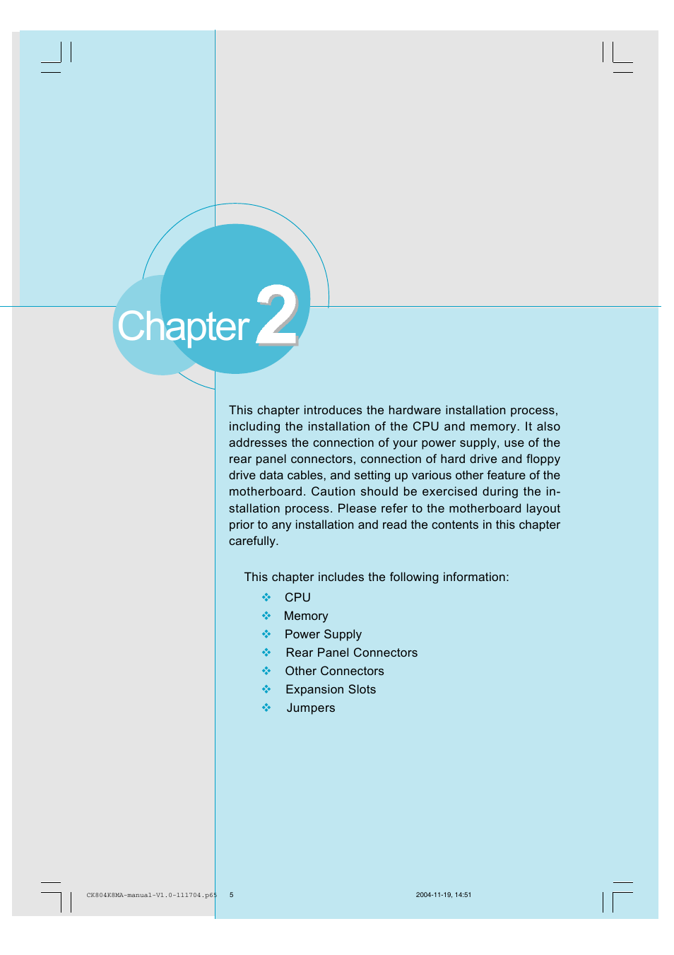 Chapter | Foxconn CK804K8MA-KS User Manual | Page 13 / 55