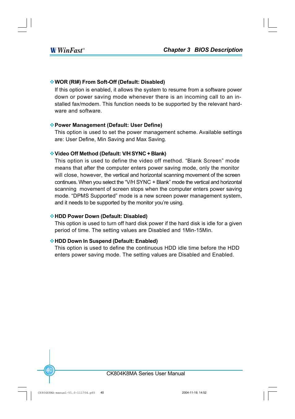 Chapter 3 bios description | Foxconn CK804K8MA-KS User Manual | Page 48 / 55