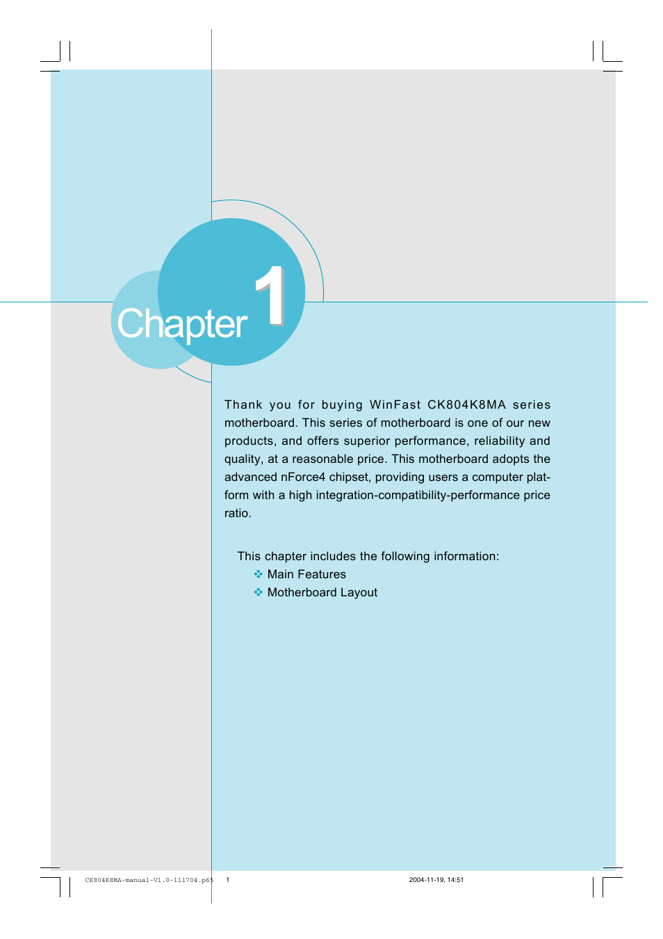 Chapter | Foxconn CK804K8MA-KS User Manual | Page 9 / 55