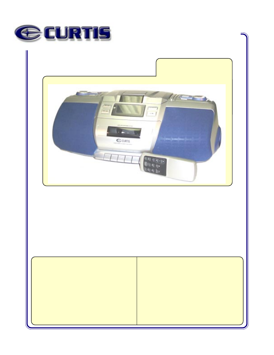 Curtis RCD252 User Manual | 1 page