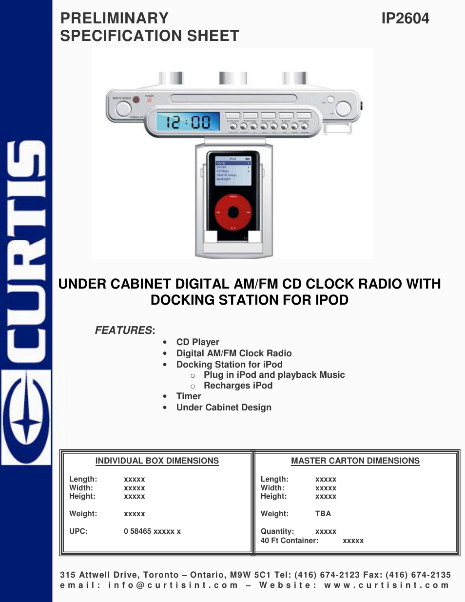 Curtis IP2604 User Manual | 1 page