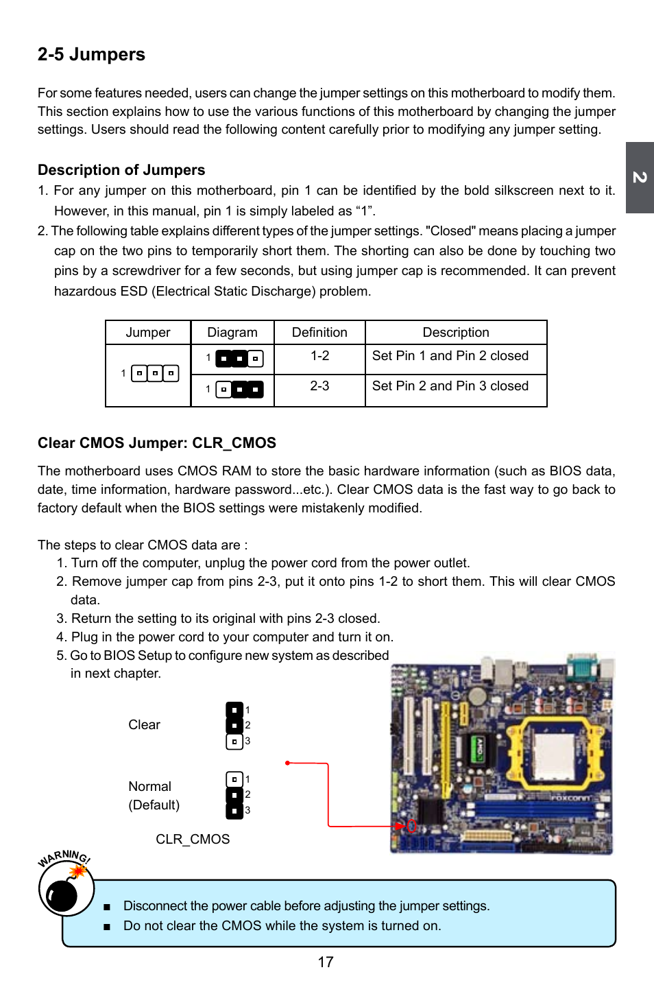 5 jumpers | Foxconn A74ML Series User Manual | Page 24 / 105