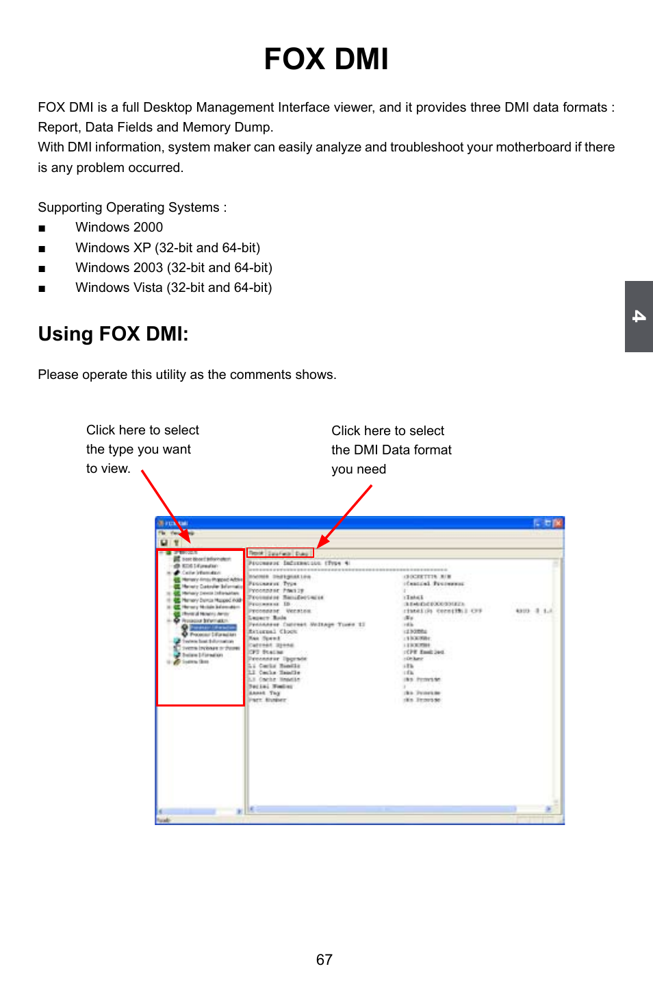 Fox dmi, Using fox dmi | Foxconn A74ML Series User Manual | Page 74 / 105