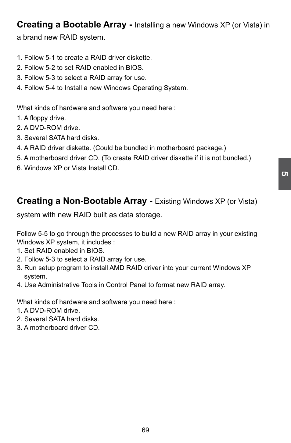 Creating a bootable array, Creating a non-bootable array | Foxconn A76ML Series User Manual | Page 76 / 105