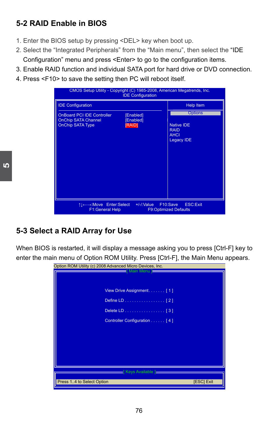 2 raid enable in bios, 3 select a raid array for use | Foxconn A76ML Series User Manual | Page 83 / 105