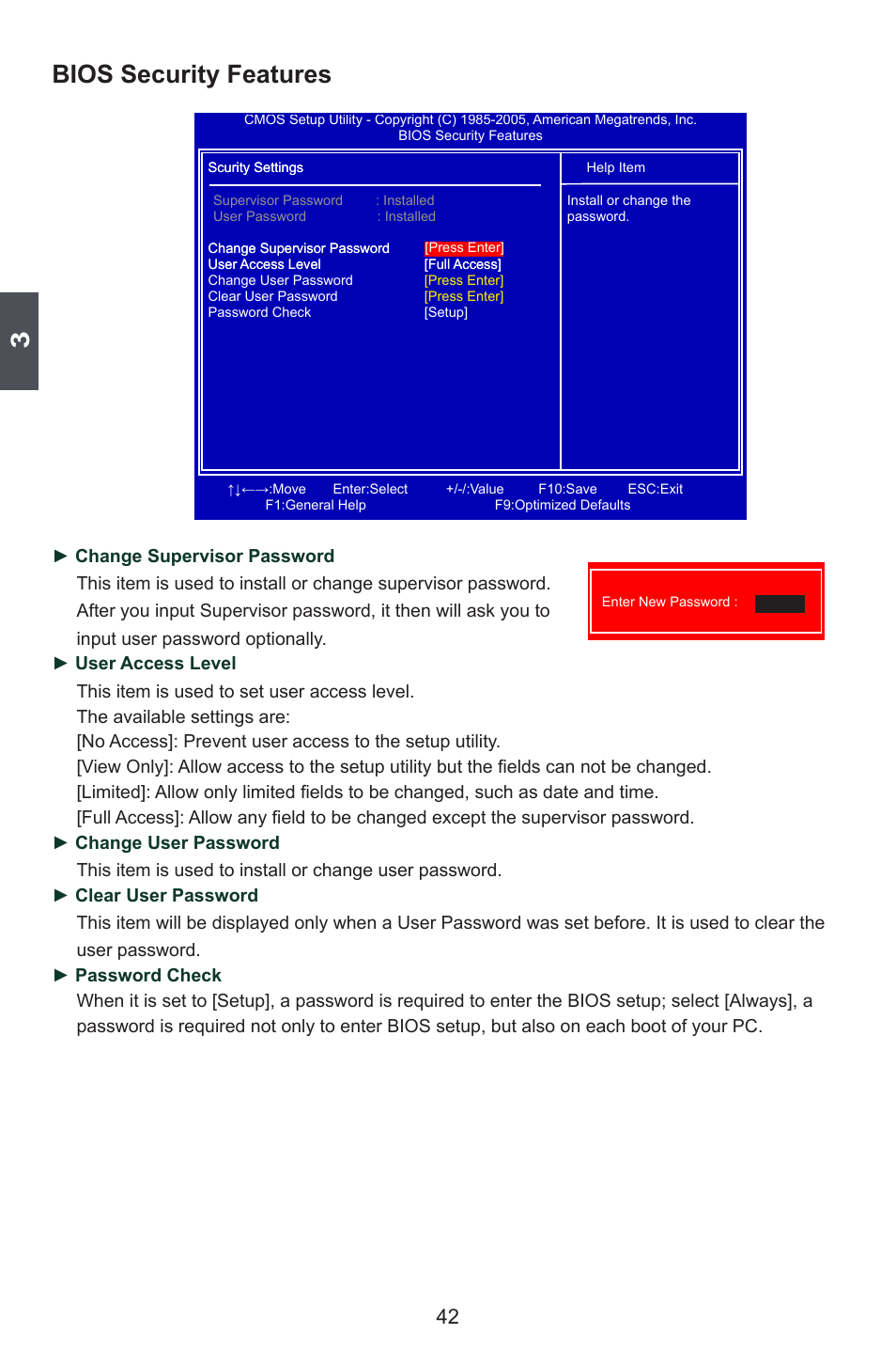 Bios security features | Foxconn A78AX-K User Manual | Page 49 / 106