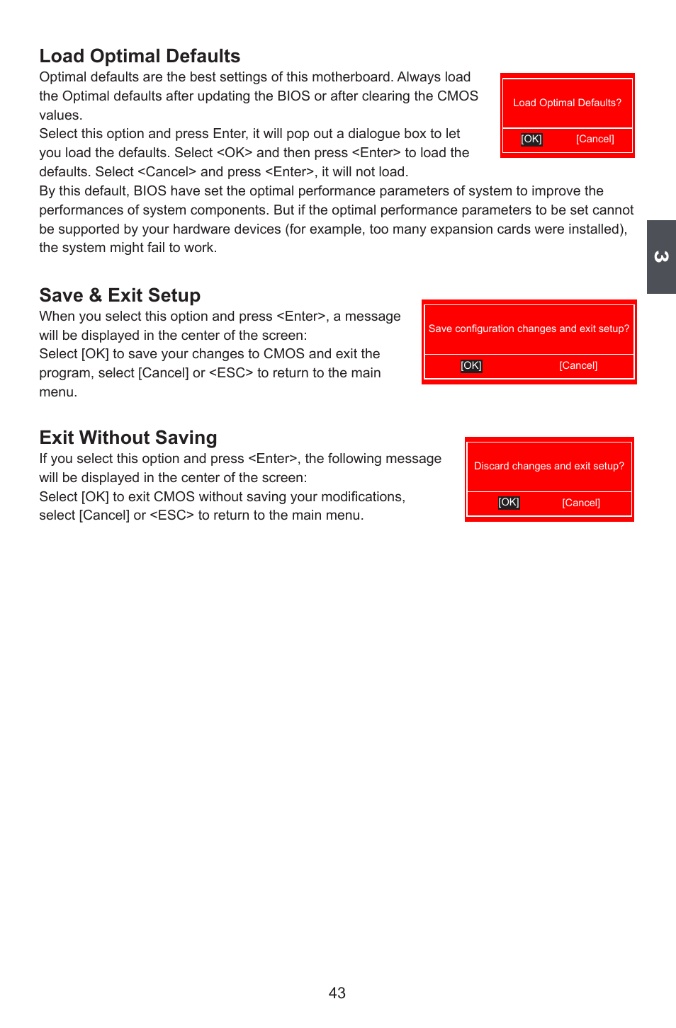 Load optimal defaults, Save & exit setup, Exit without saving | Foxconn A78AX-K User Manual | Page 50 / 106