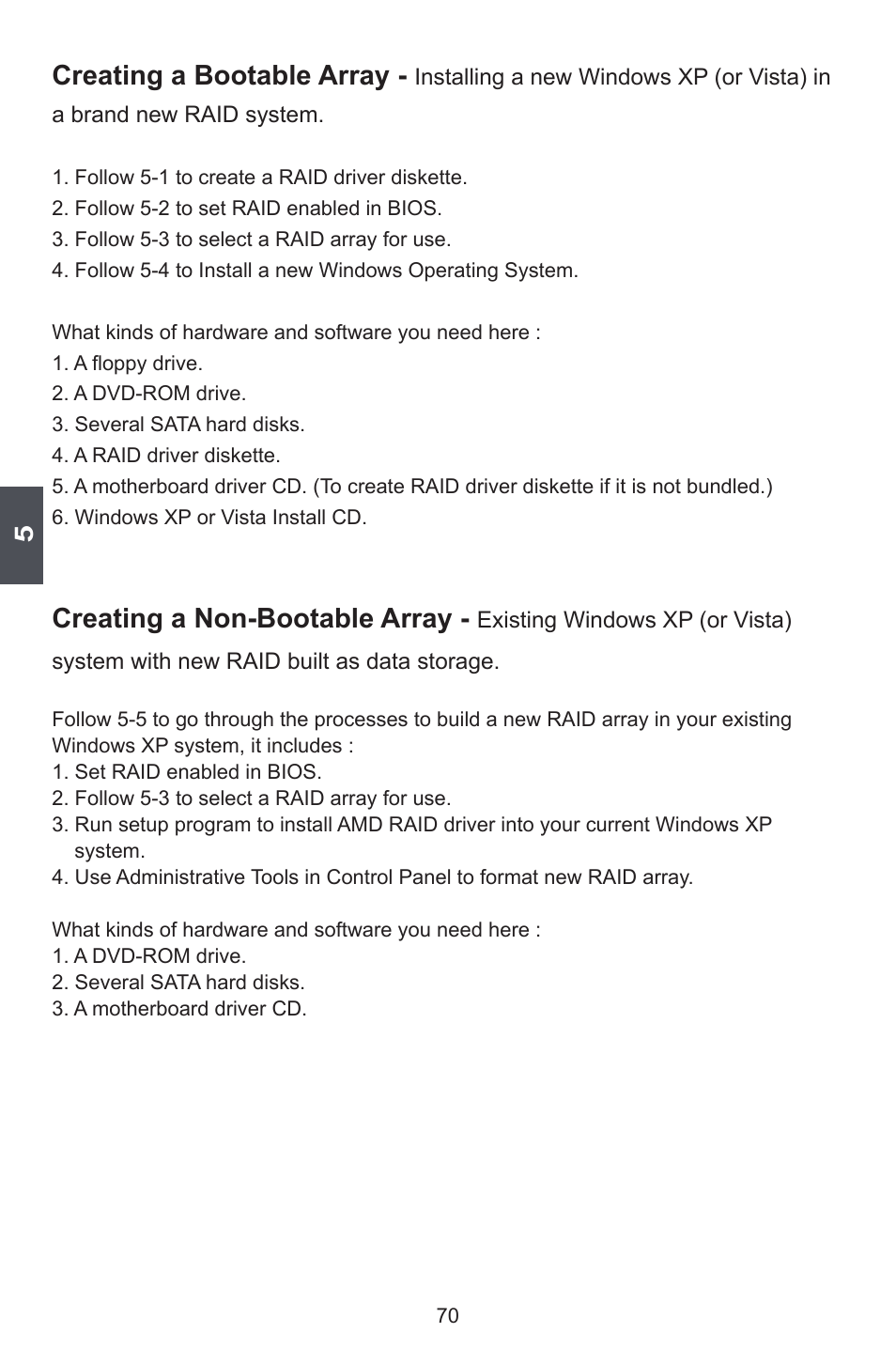 Creating a bootable array, Creating a non-bootable array | Foxconn A78AX-K User Manual | Page 77 / 106
