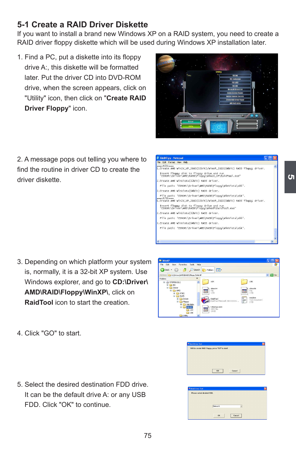 1 create a raid driver diskette | Foxconn A78AX-K User Manual | Page 82 / 106