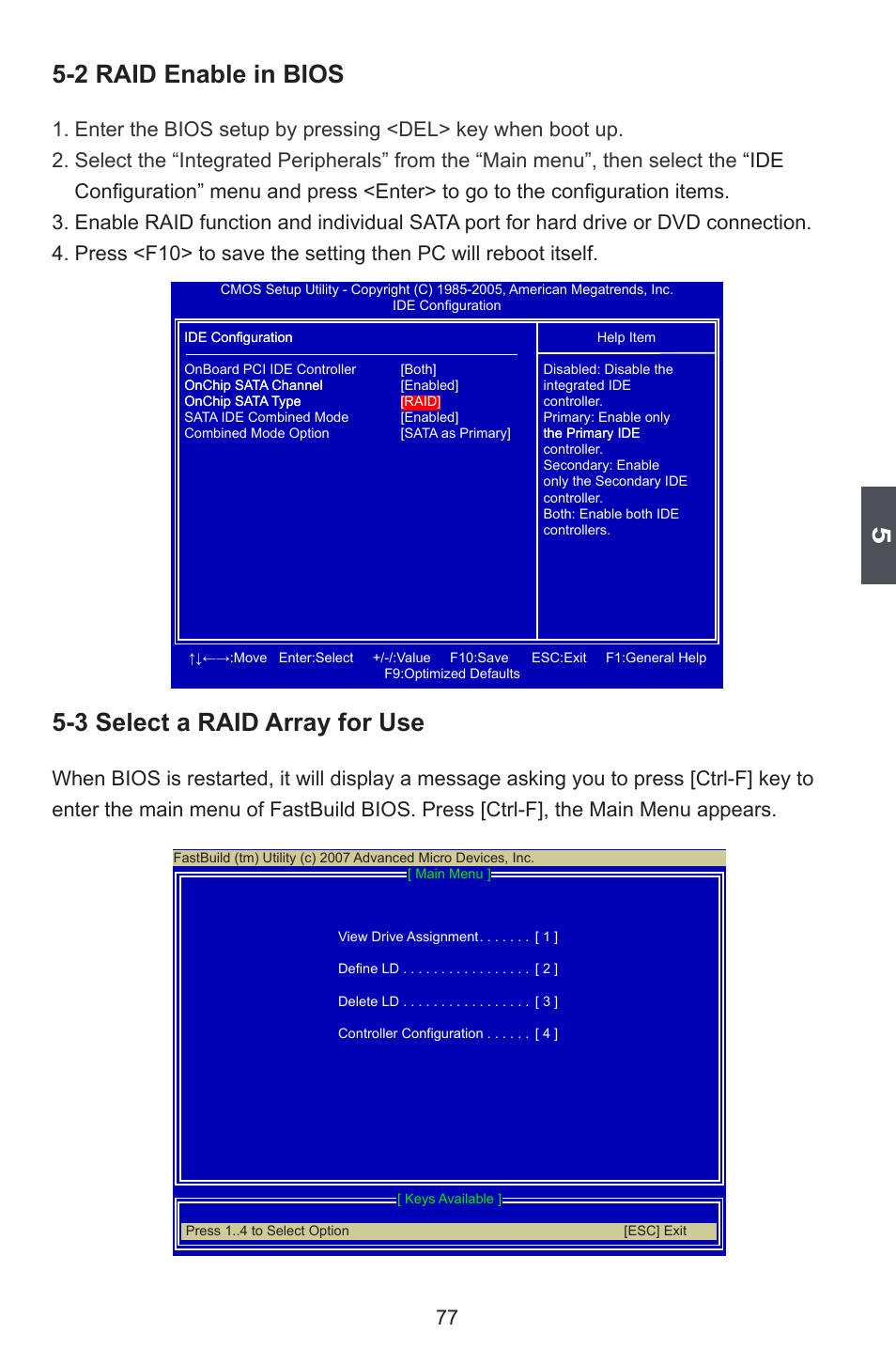 2 raid enable in bios, 3 select a raid array for use | Foxconn A78AX-K User Manual | Page 84 / 106