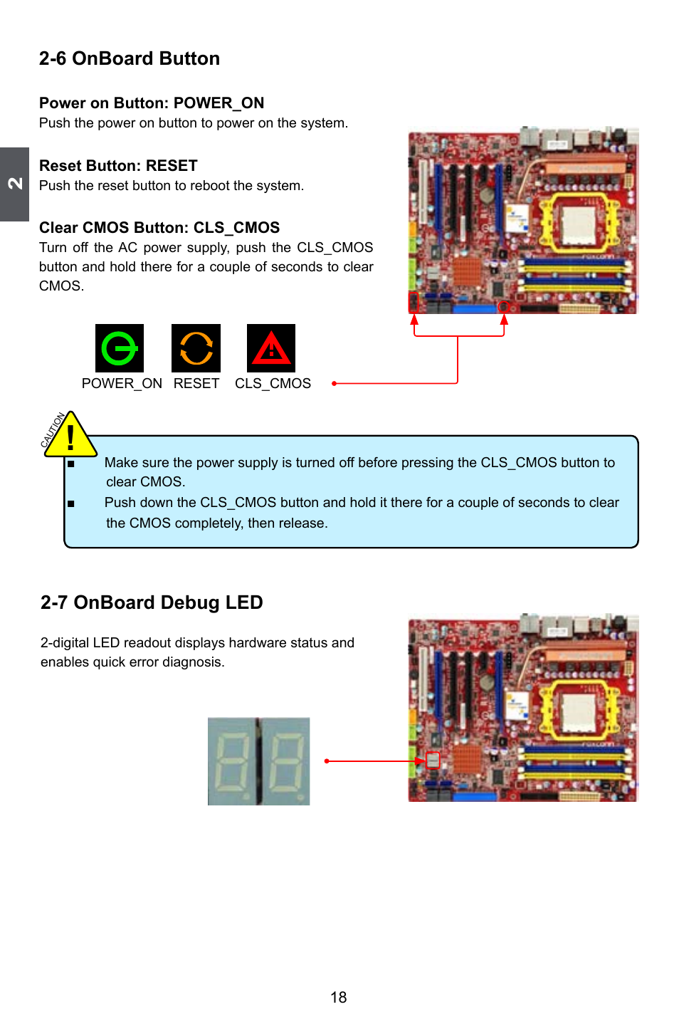 6 onboard button, 7 onboard debug led | Foxconn A79A-S User Manual | Page 25 / 115