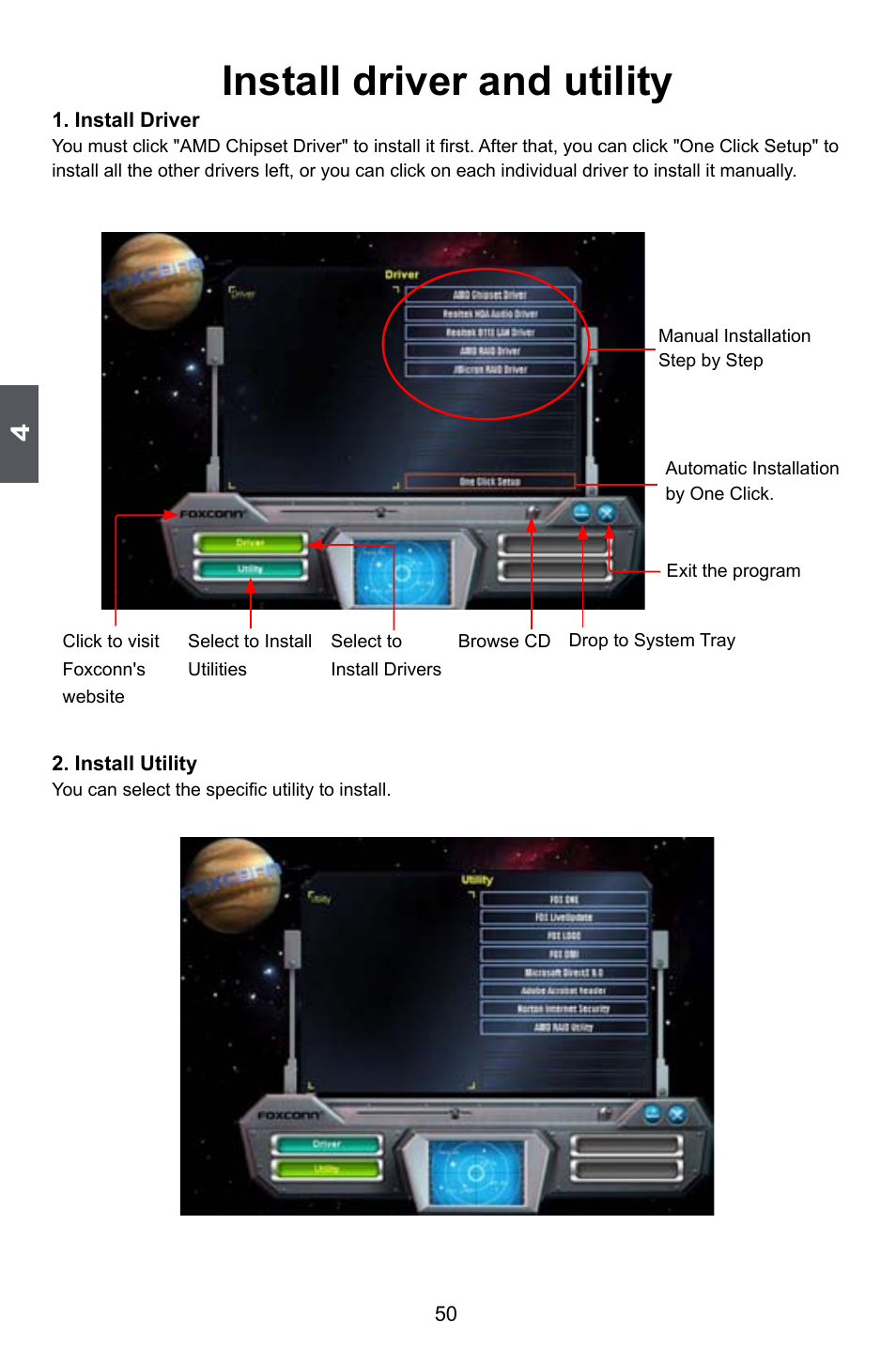 Install driver and utility | Foxconn A79A-S User Manual | Page 57 / 115