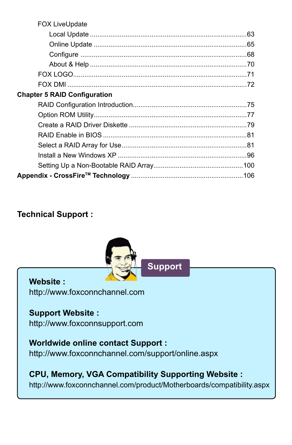 Support | Foxconn A79A-S User Manual | Page 7 / 115