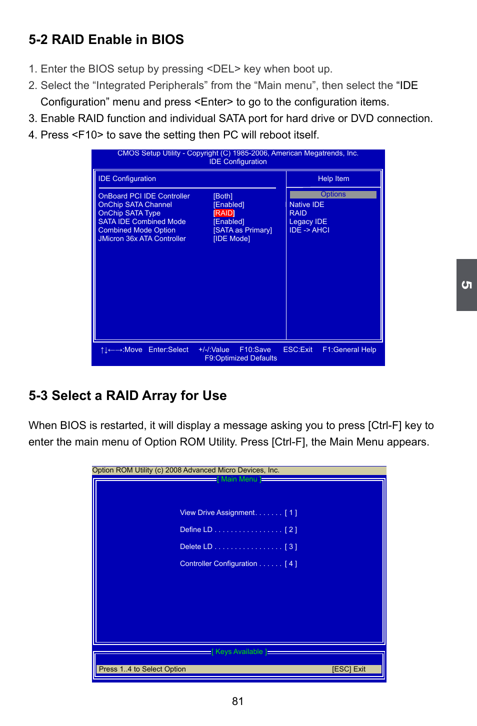 2 raid enable in bios, 3 select a raid array for use | Foxconn A79A-S User Manual | Page 88 / 115