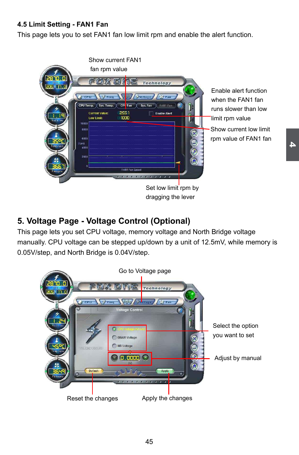 Voltage page - voltage control (optional) | Foxconn M61PMX User Manual | Page 52 / 92