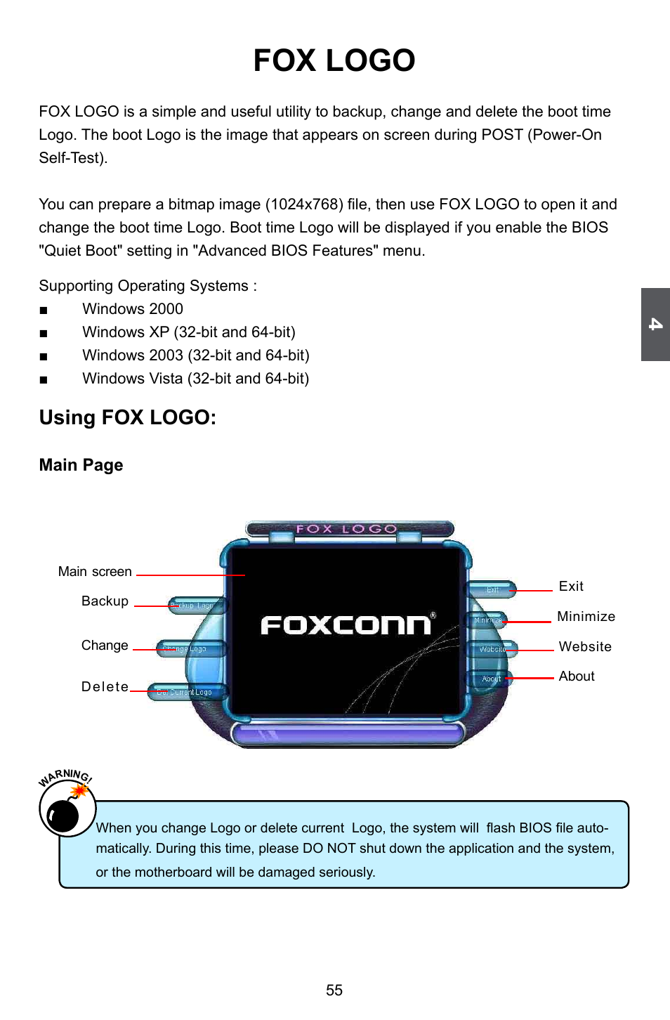 Fox logo, Using fox logo | Foxconn M61PMX User Manual | Page 62 / 92