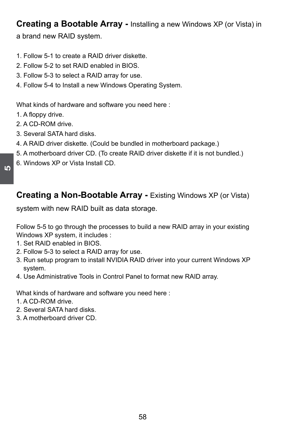 Creating a bootable array, Creating a non-bootable array | Foxconn M61PMX User Manual | Page 65 / 92