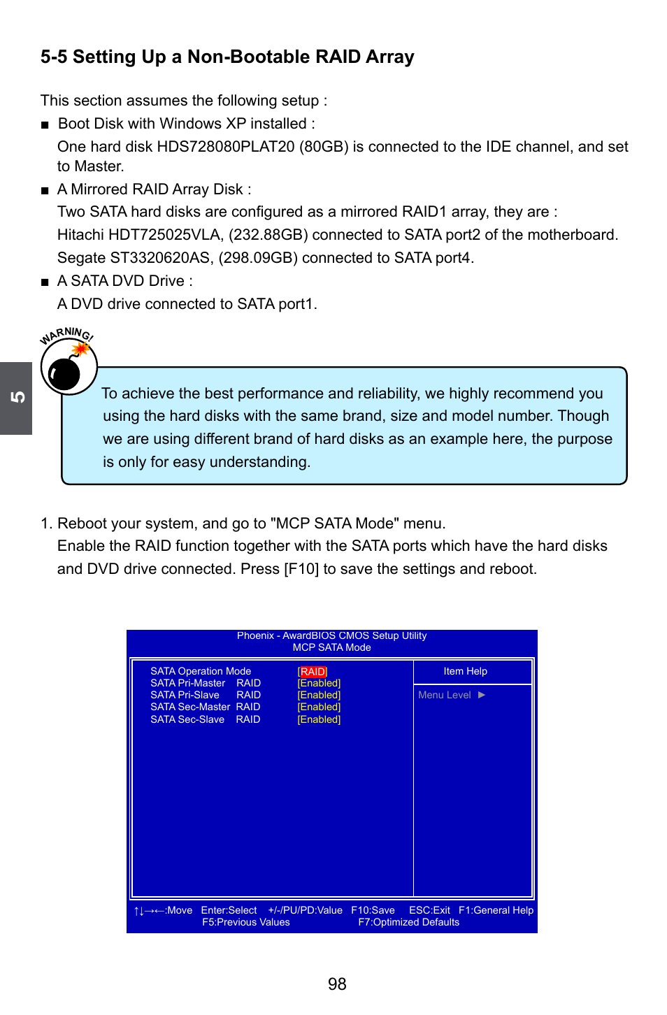 5 setting up a non-bootable raid array | Foxconn 720AL User Manual | Page 105 / 110
