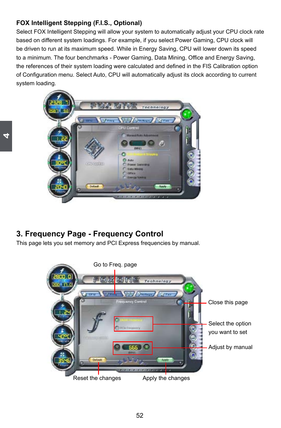 Frequency page - frequency control | Foxconn 720AL User Manual | Page 59 / 110