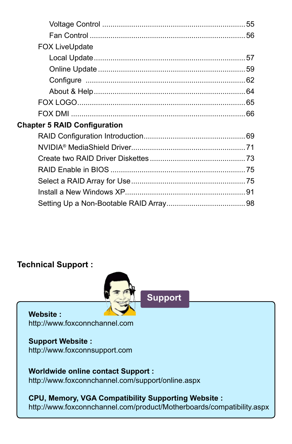 Support | Foxconn 720AL User Manual | Page 7 / 110