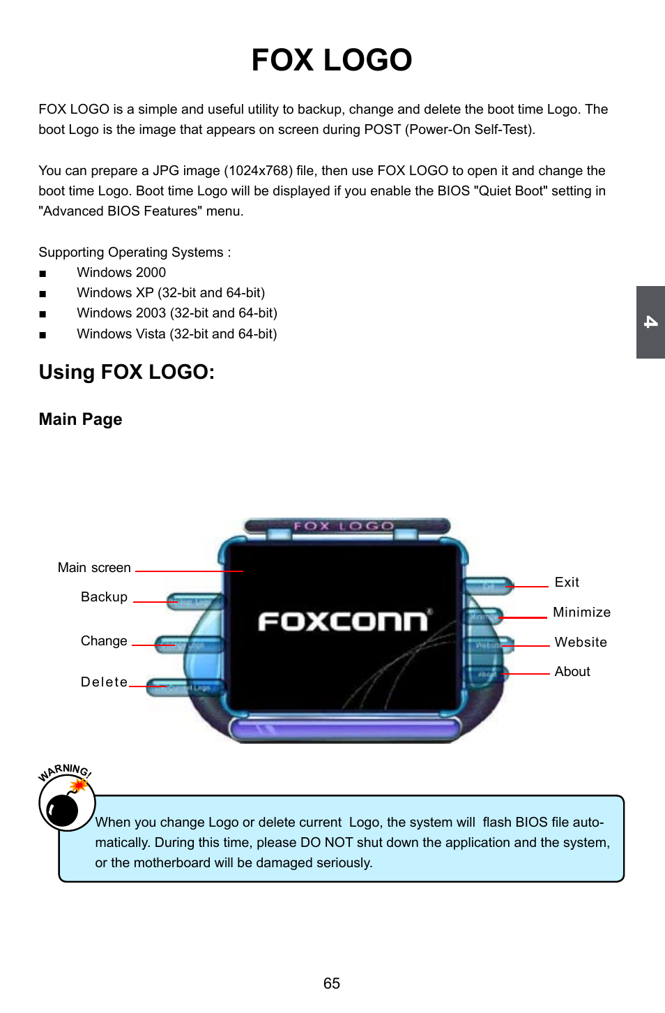 Fox logo, Using fox logo | Foxconn 720AL User Manual | Page 72 / 110