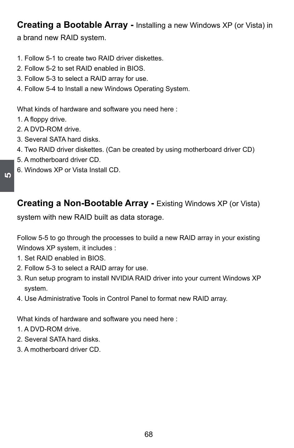 Creating a bootable array, Creating a non-bootable array | Foxconn 720AL User Manual | Page 75 / 110