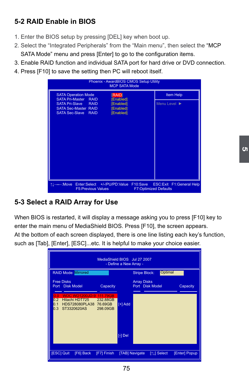 2 raid enable in bios, 3 select a raid array for use | Foxconn 720AL User Manual | Page 82 / 110