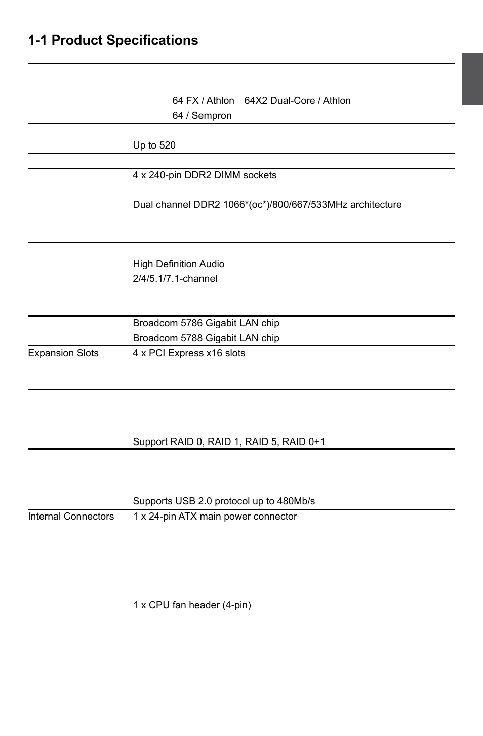 1 product specifications | Foxconn Destroyer User Manual | Page 10 / 113