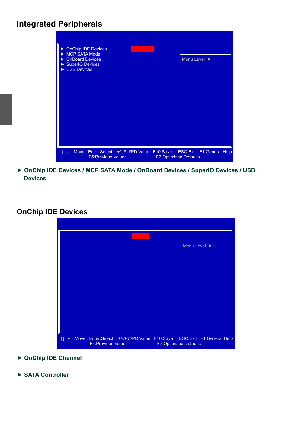 Integrated peripherals, Onchip ide devices | Foxconn Destroyer User Manual | Page 37 / 113