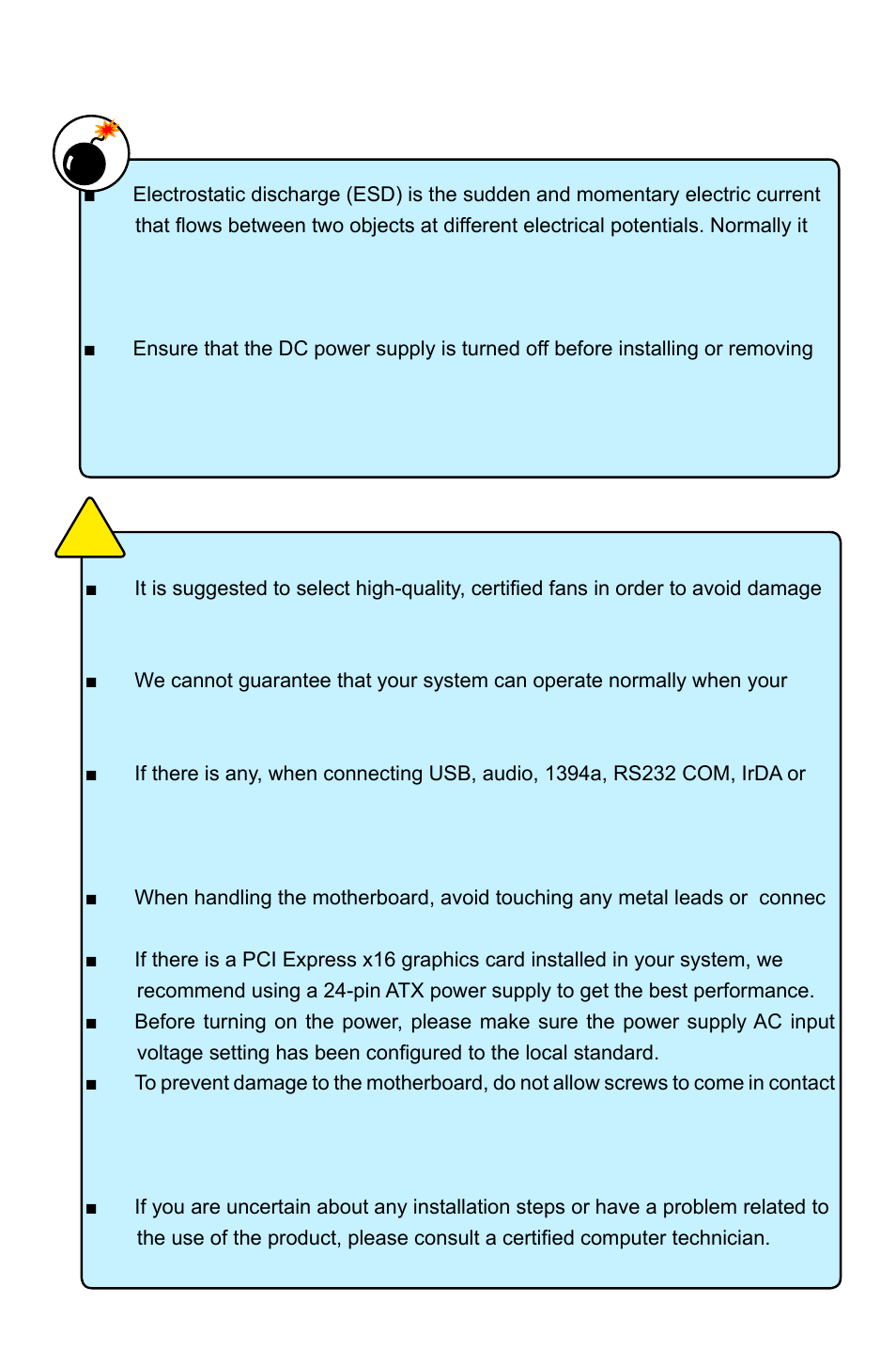 Installation precautions | Foxconn Destroyer User Manual | Page 5 / 113