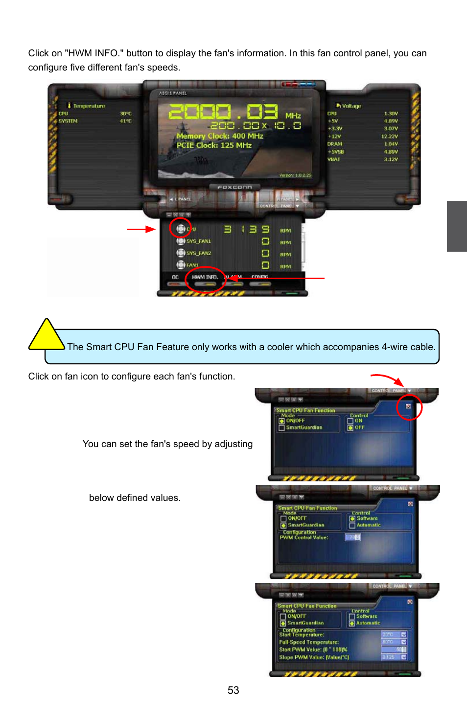 Hwm info. (hardware monitor information), Fan operations | Foxconn Destroyer User Manual | Page 60 / 113