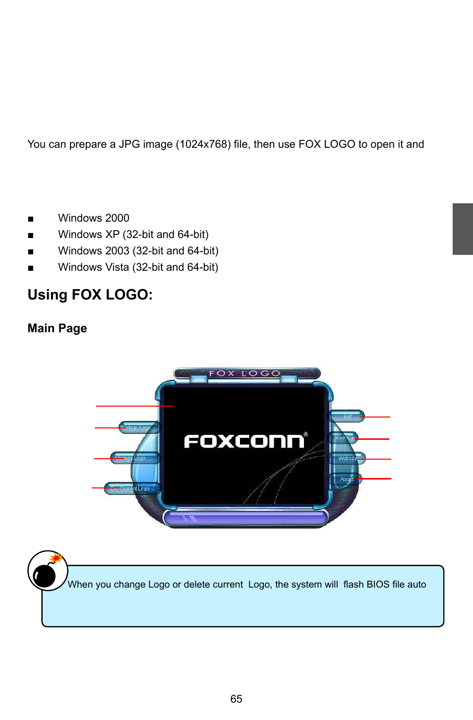 Fox logo, Using fox logo | Foxconn Destroyer User Manual | Page 72 / 113