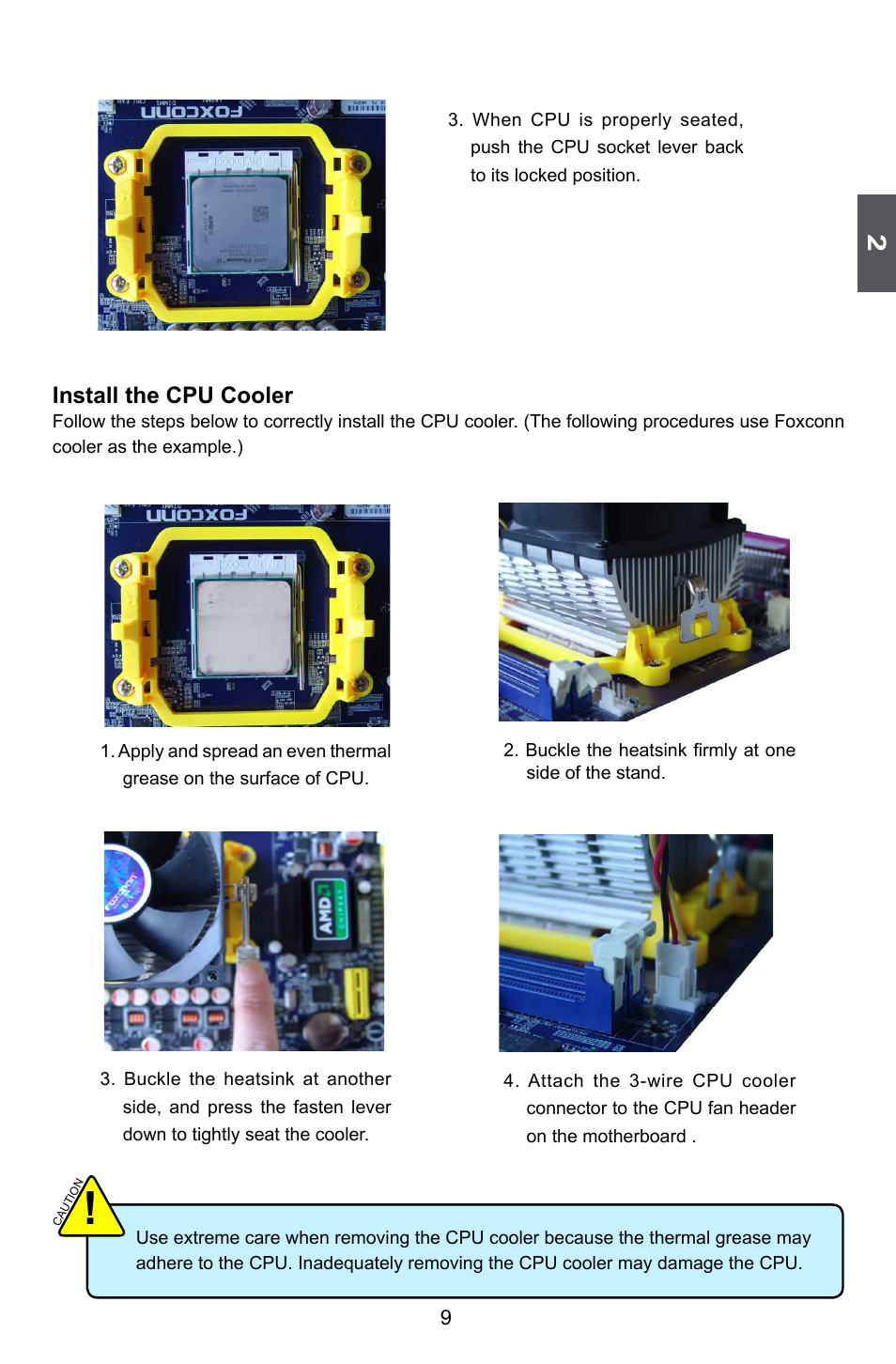 Install the cpu cooler | Foxconn A6GMV User Manual | Page 16 / 76