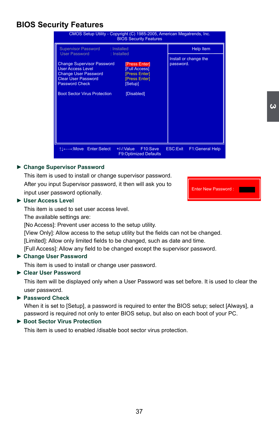 Bios security features | Foxconn A6GMV User Manual | Page 44 / 76