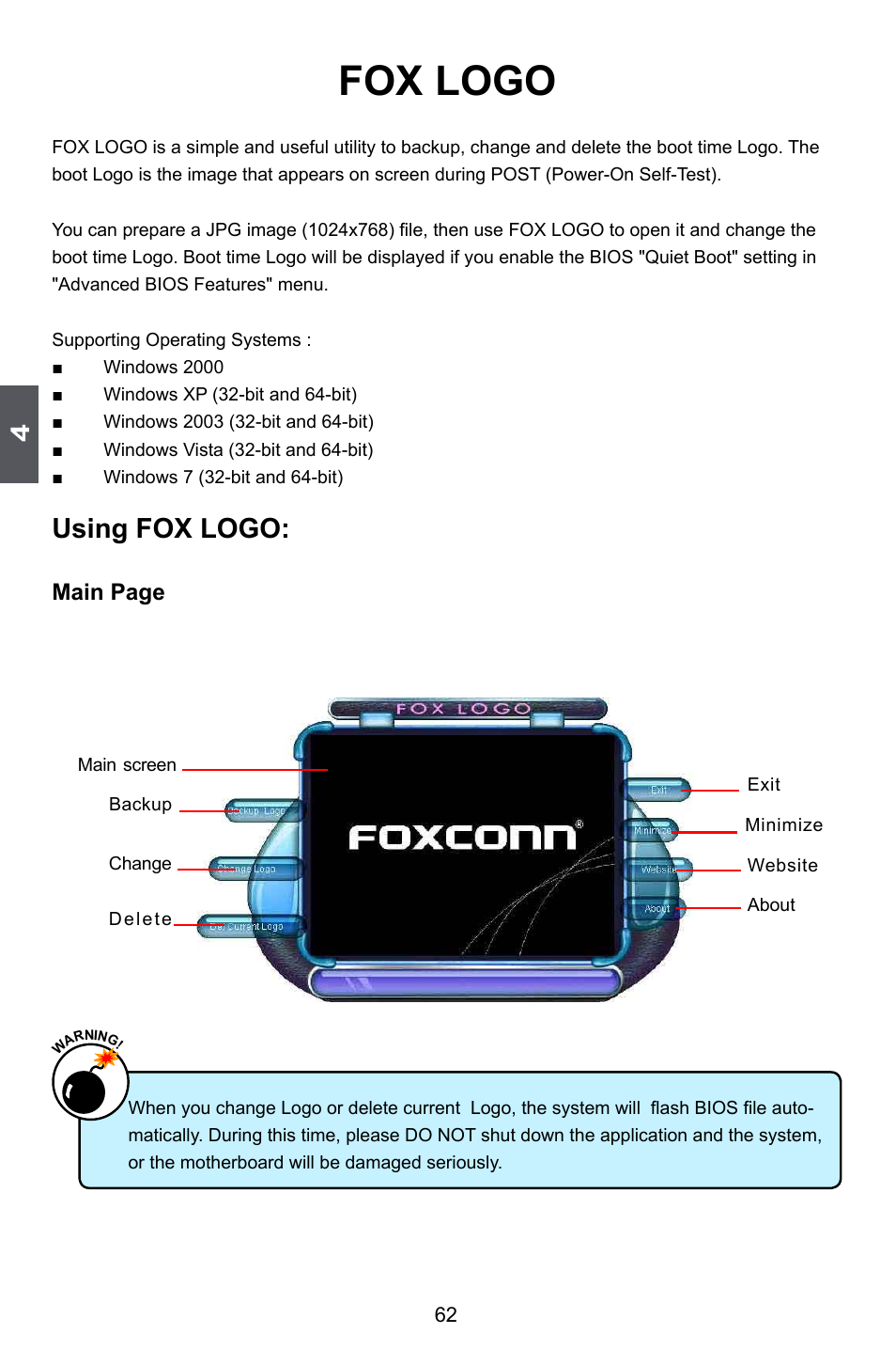 Fox logo, Using fox logo | Foxconn A6GMV User Manual | Page 69 / 76