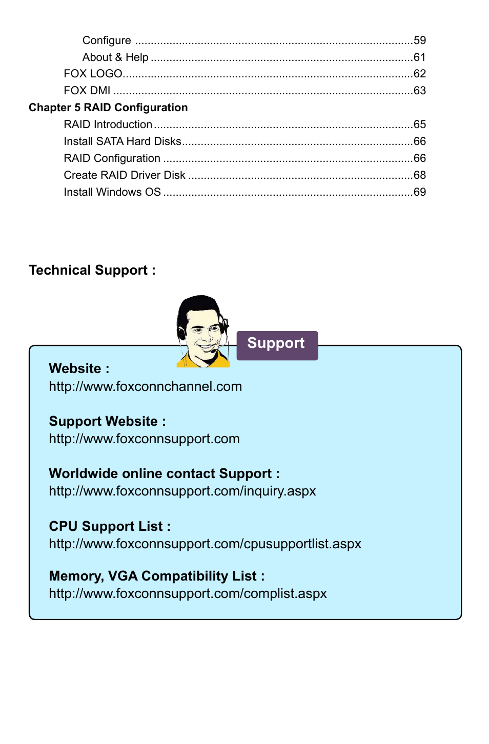 Support | Foxconn A6GMV User Manual | Page 7 / 76