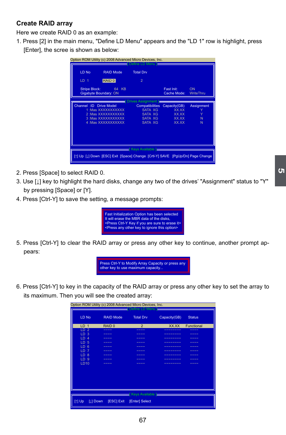 67 create raid array | Foxconn A6GMV User Manual | Page 74 / 76