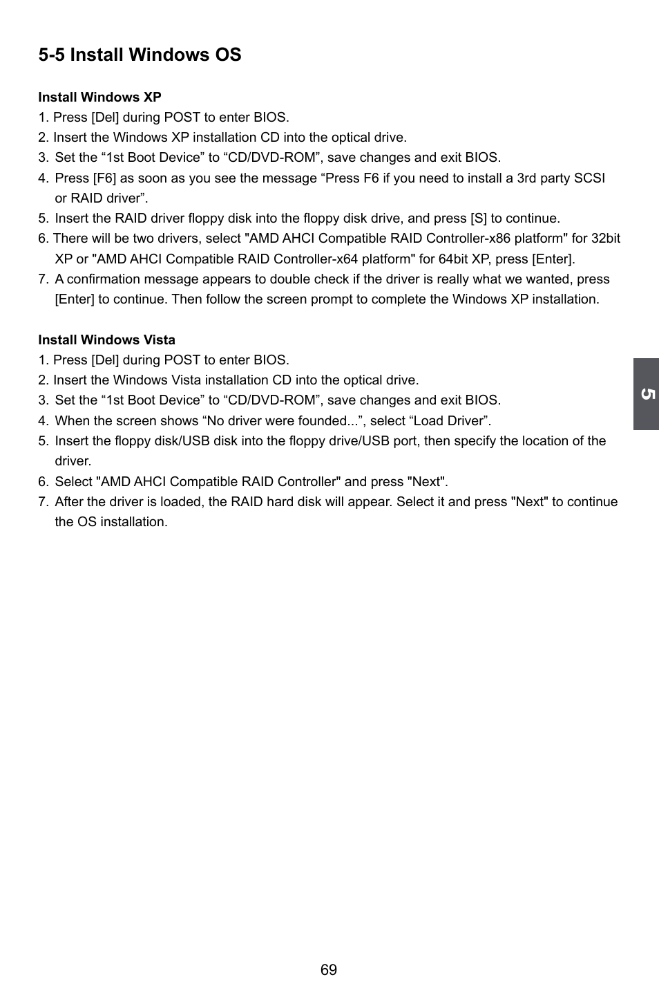 5 install windows os | Foxconn A6GMV User Manual | Page 76 / 76