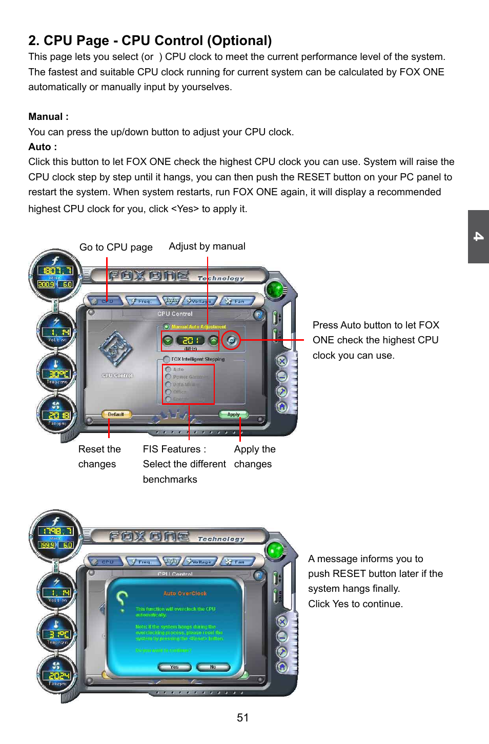 Cpu page - cpu control (optional) | Foxconn A74ML 3.0 User Manual | Page 58 / 105