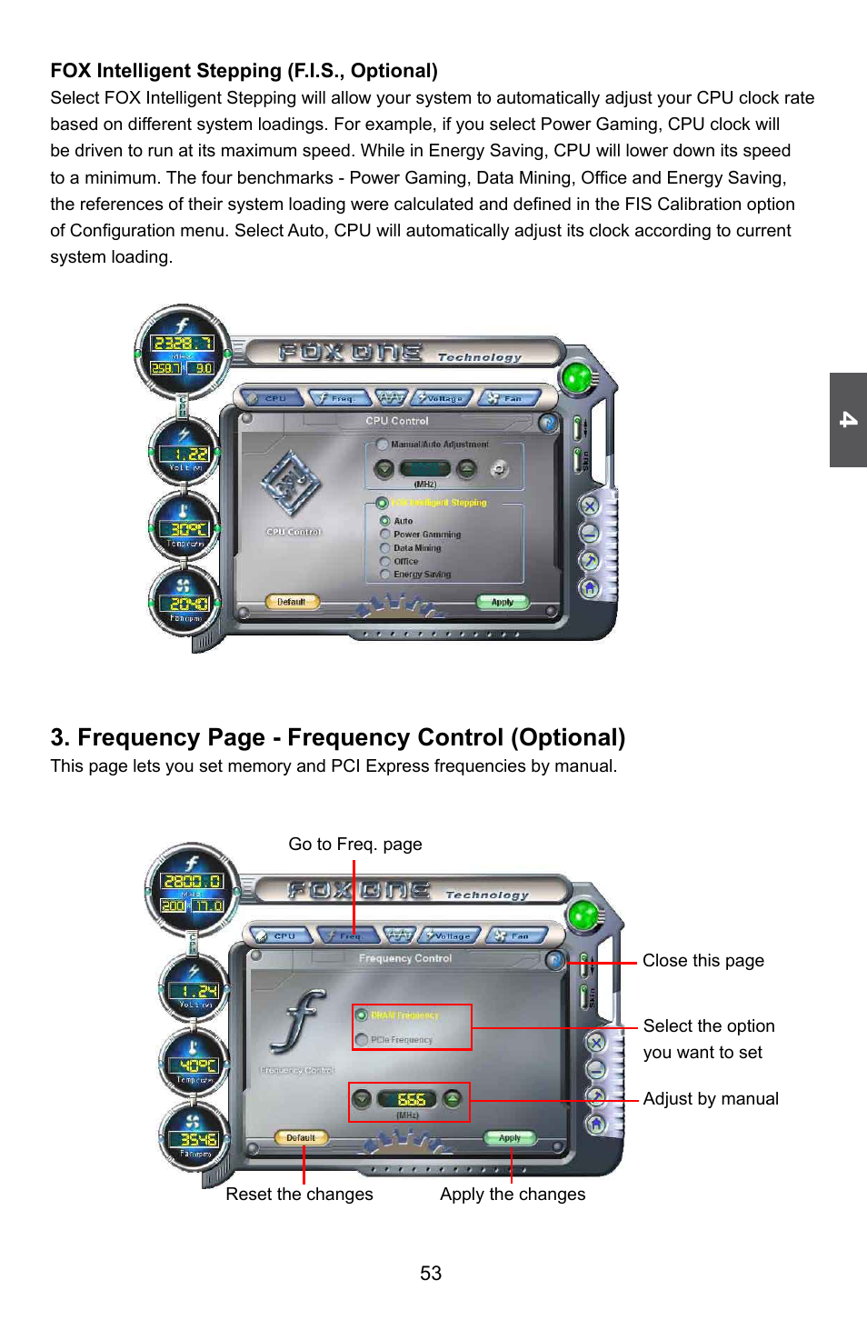 Frequency page - frequency control (optional) | Foxconn A74ML 3.0 User Manual | Page 60 / 105