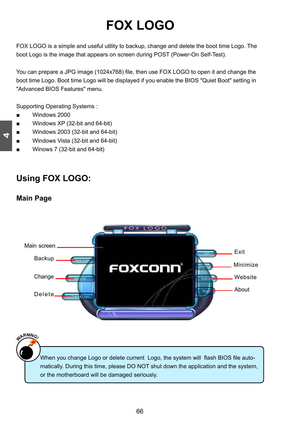 Fox logo, Using fox logo | Foxconn A74ML 3.0 User Manual | Page 73 / 105