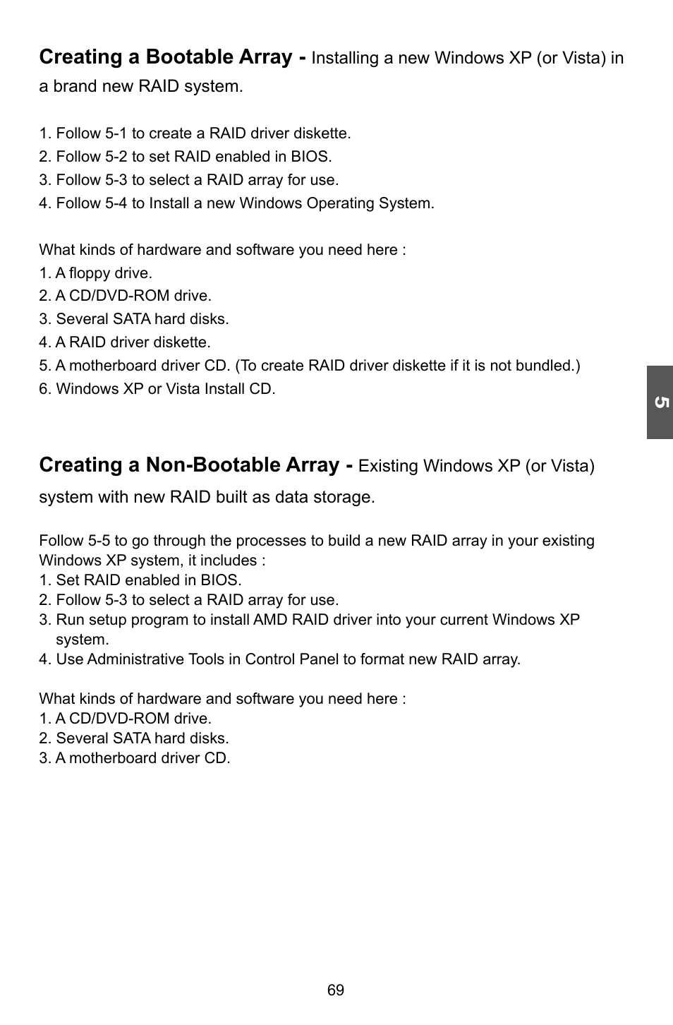 Creating a bootable array, Creating a non-bootable array | Foxconn A74ML 3.0 User Manual | Page 76 / 105