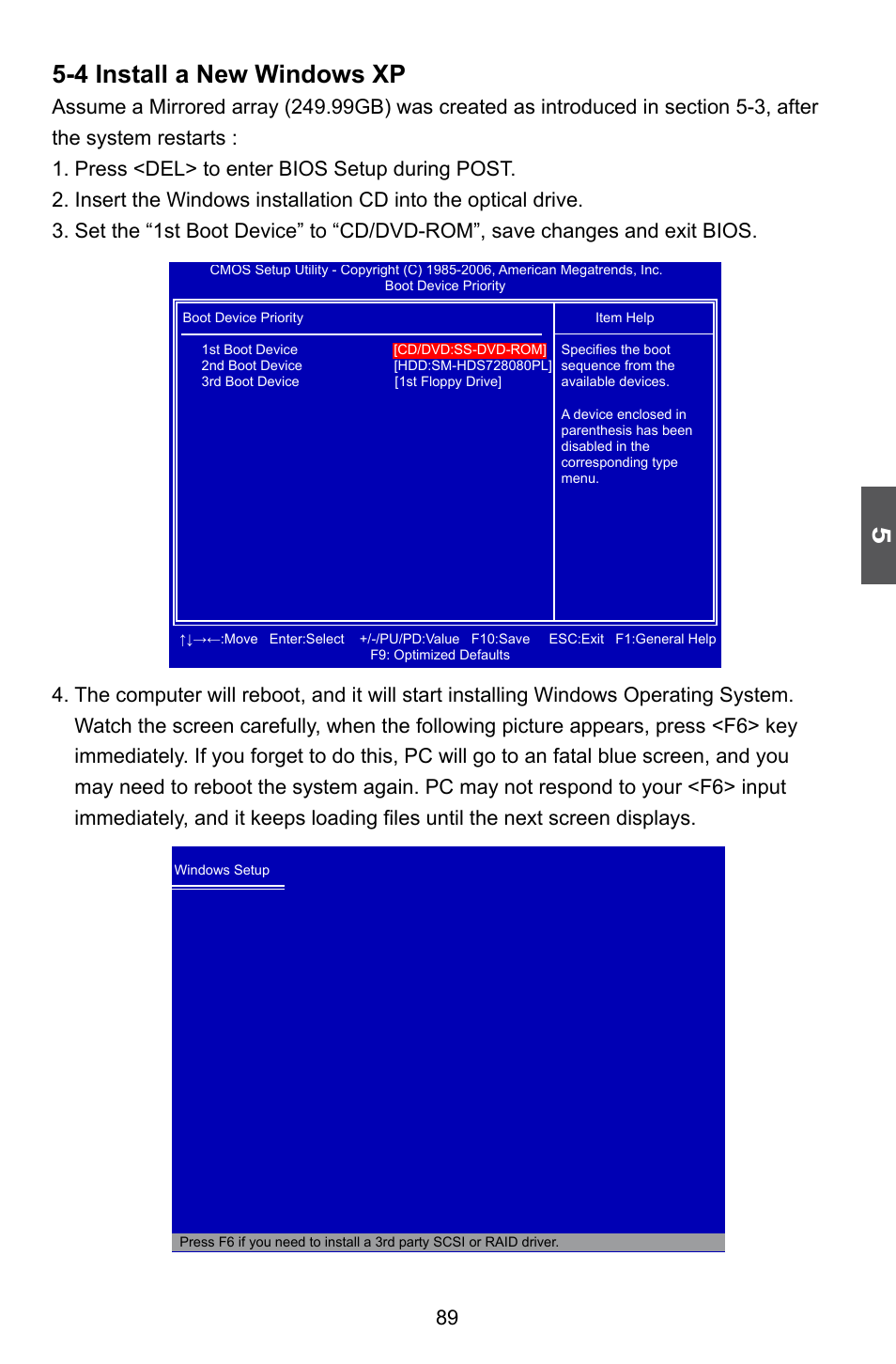 4 install a new windows xp | Foxconn A74ML 3.0 User Manual | Page 96 / 105